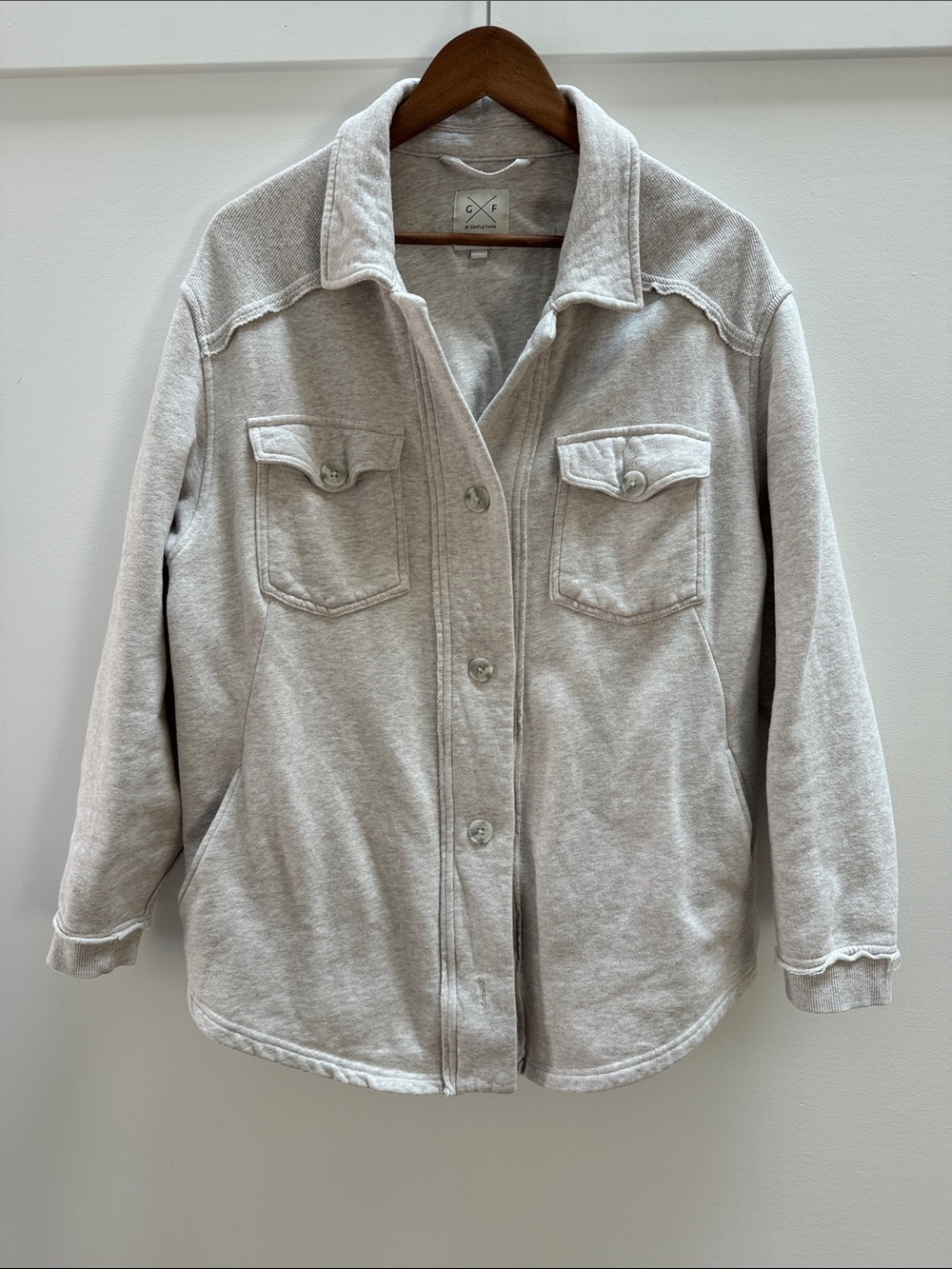 Gentle Fawn Light Gray Button-Front Shacket